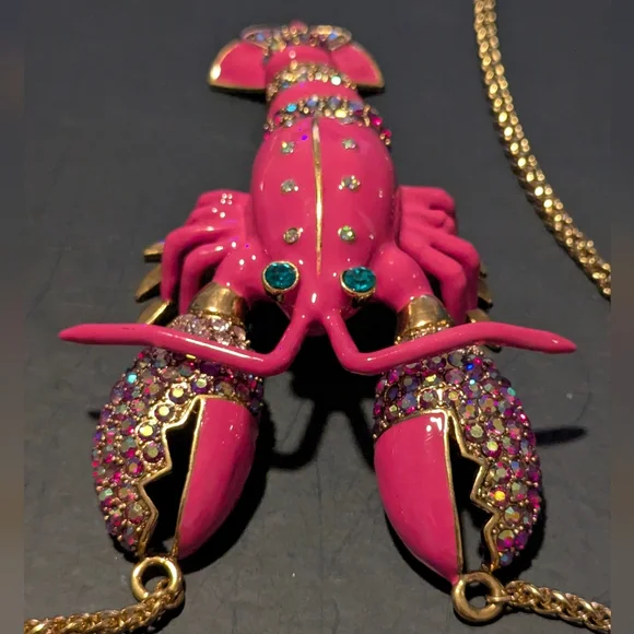 Betsey Johnson Pink and Gold Lobster Necklace - Picture 3 of 14